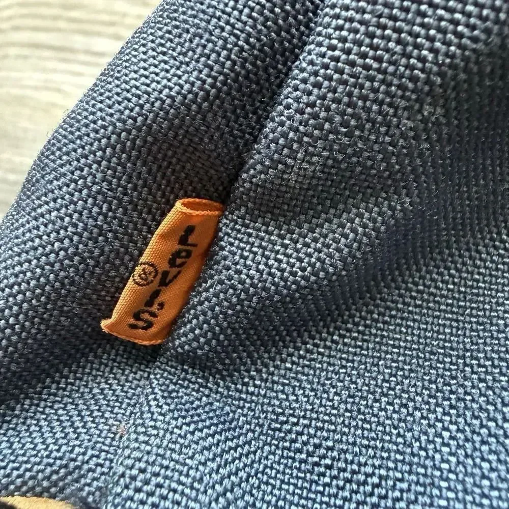 Vintage 80s Levi's Orange Tab Blue‎ Backpack Suede Canvas School Hiking Leather